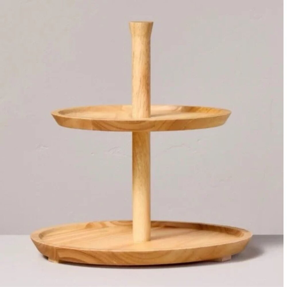 HEARTH & HAND 2 Tier Tiered Wood Serving Stand